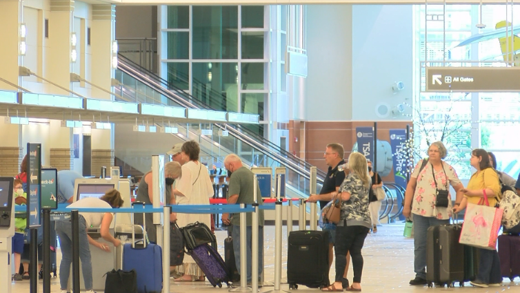 Passengers at Dane County Regional Airport
